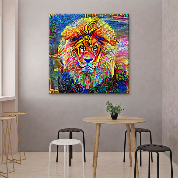 Renkli Aslan Portresi Modern Sanat Duvar Tablosu Kanvas Tablo 4928