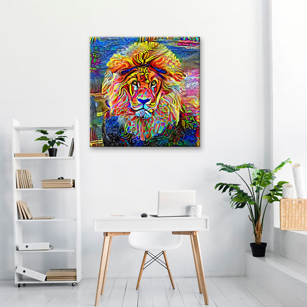 Renkli Aslan Portresi Modern Sanat Duvar Tablosu Kanvas Tablo 4928