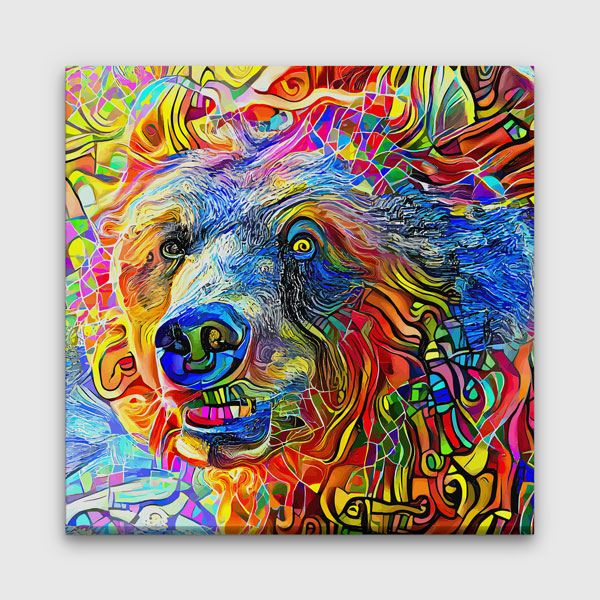 Renkli Ayı Portresi Modern Sanat Duvar Tablosu Kanvas Tablo 4929