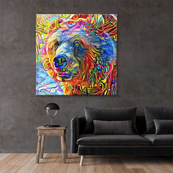 Renkli Ayı Portresi Modern Sanat Duvar Tablosu Kanvas Tablo 4929