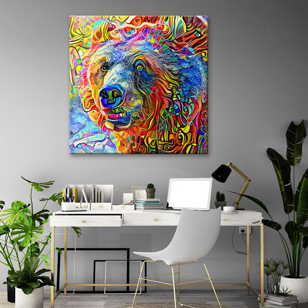 Renkli Ayı Portresi Modern Sanat Duvar Tablosu Kanvas Tablo 4929