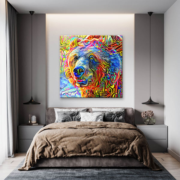 Renkli Ayı Portresi Modern Sanat Duvar Tablosu Kanvas Tablo 4929