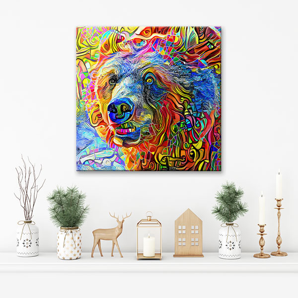 Renkli Ayı Portresi Modern Sanat Duvar Tablosu Kanvas Tablo 4929