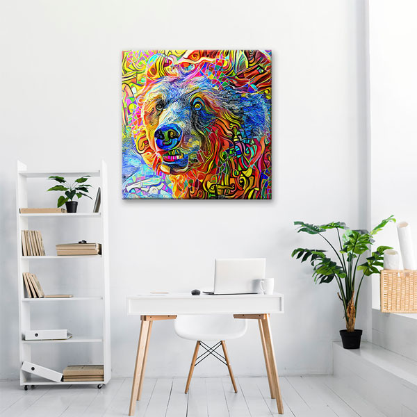 Renkli Ayı Portresi Modern Sanat Duvar Tablosu Kanvas Tablo 4929