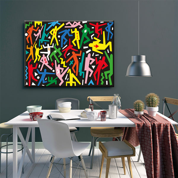 Renkli Dans Figürleri Temalı Grafik Sanat Kanvas Tablo 5045