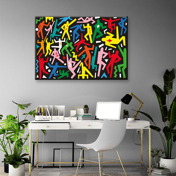Renkli Dans Figürleri Temalı Grafik Sanat Kanvas Tablo 5045