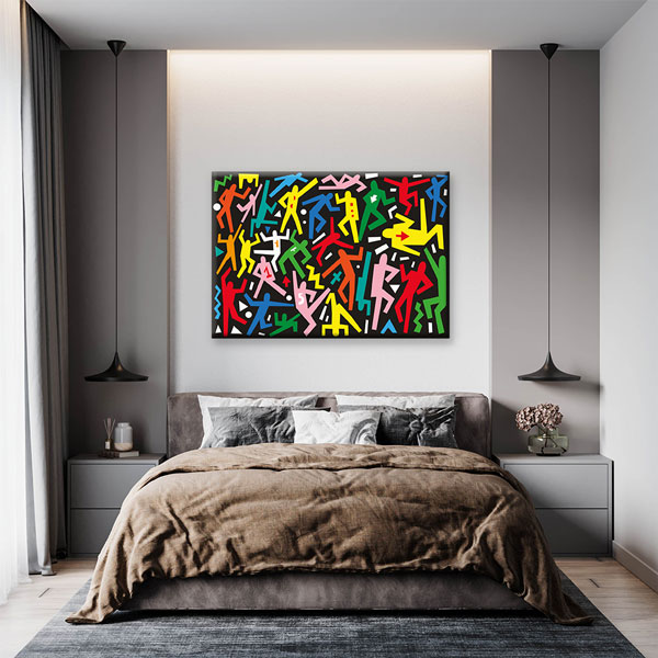 Renkli Dans Figürleri Temalı Grafik Sanat Kanvas Tablo 5045