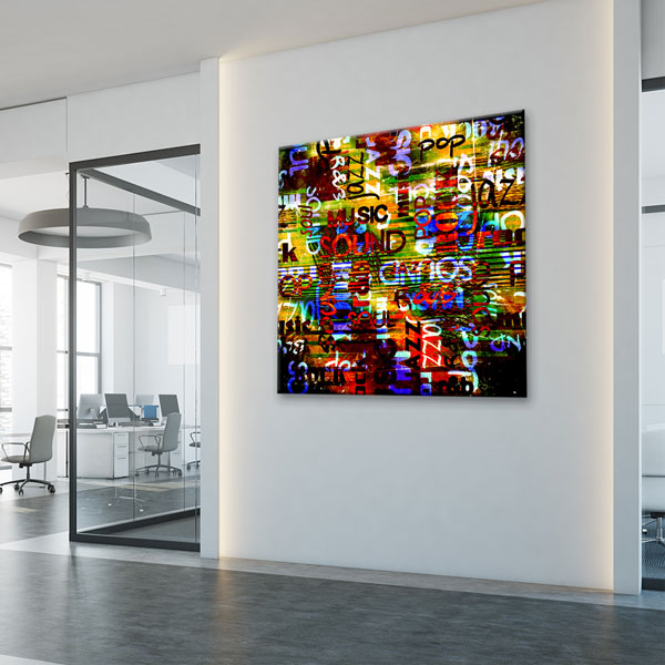 Tipografik Müzik Türleri Temalı Renkli Kanvas Tablo 5048