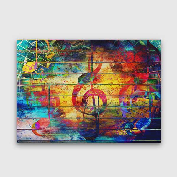Renkli Nota Temalı Soyut Müzik Kanvas Tablo 5051