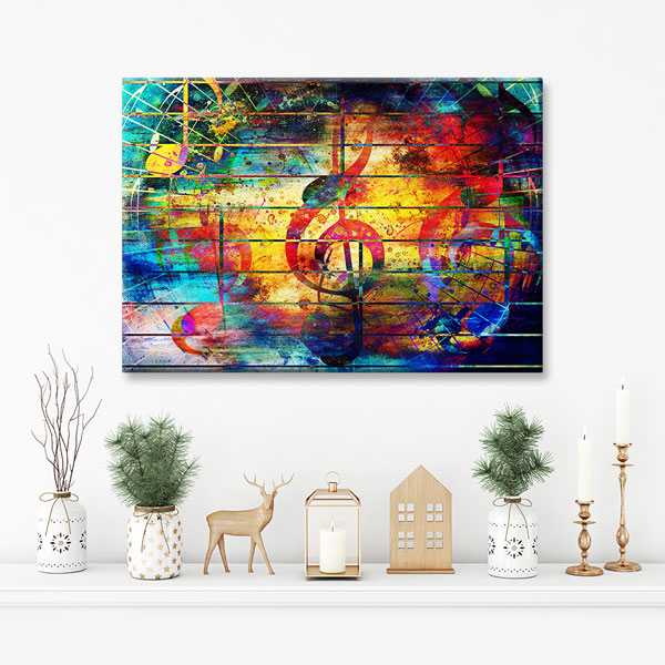 Renkli Nota Temalı Soyut Müzik Kanvas Tablo 5051