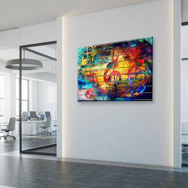 Renkli Nota Temalı Soyut Müzik Kanvas Tablo 5051