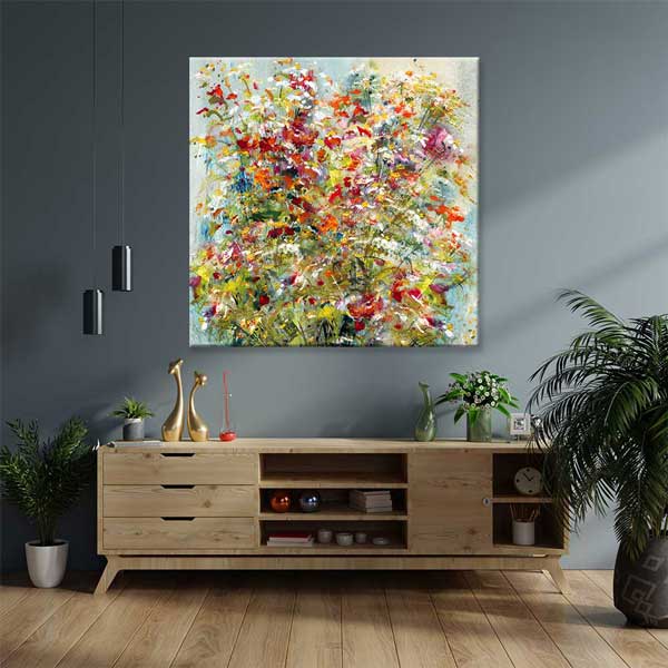 Soyut Çiçek Patlaması Temalı Kanvas Tablo 4228