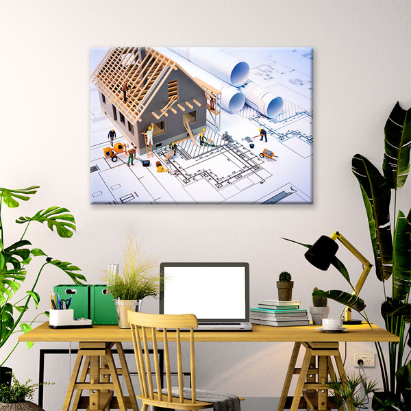 İnşaat Projesi ve Mimarlık Temalı Duvar Tablosu | Kanvas Tablo – 5531
