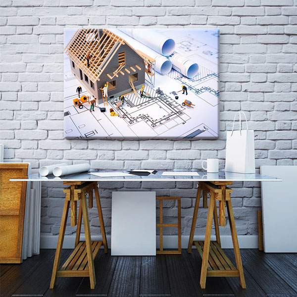 İnşaat Projesi ve Mimarlık Temalı Duvar Tablosu | Kanvas Tablo – 5531