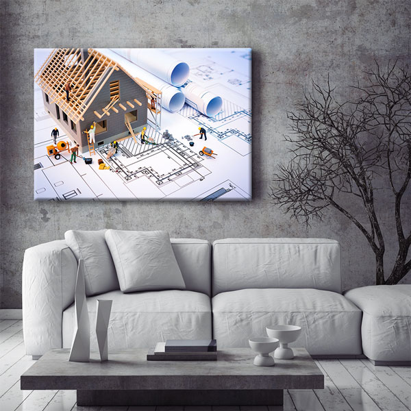 İnşaat Projesi ve Mimarlık Temalı Duvar Tablosu | Kanvas Tablo – 5531