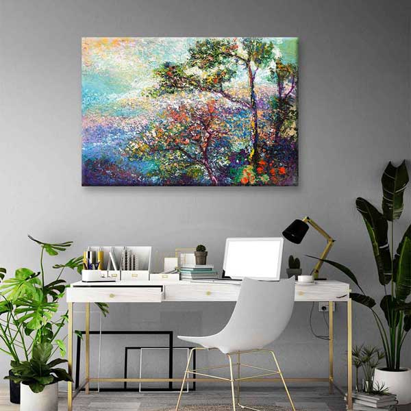 Renkli Ağaçlar ve Doğa Manzarası Empresyonist Kanvas Tablo 4389
