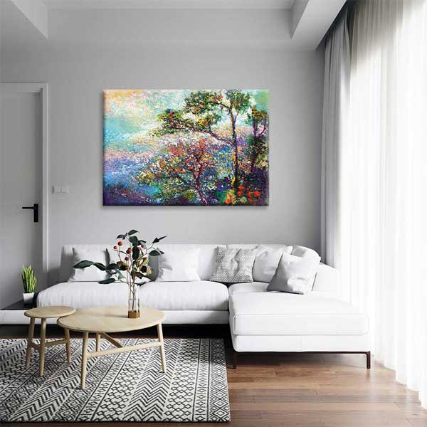 Renkli Ağaçlar ve Doğa Manzarası Empresyonist Kanvas Tablo 4389