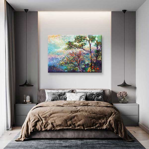 Renkli Ağaçlar ve Doğa Manzarası Empresyonist Kanvas Tablo 4389
