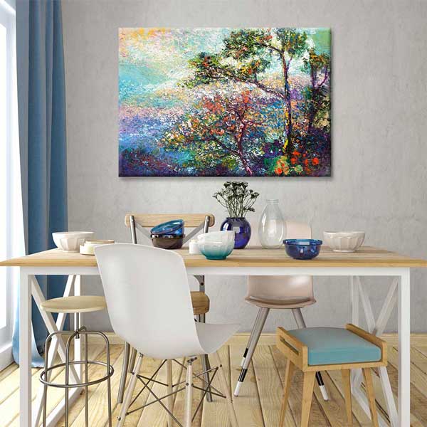Renkli Ağaçlar ve Doğa Manzarası Empresyonist Kanvas Tablo 4389