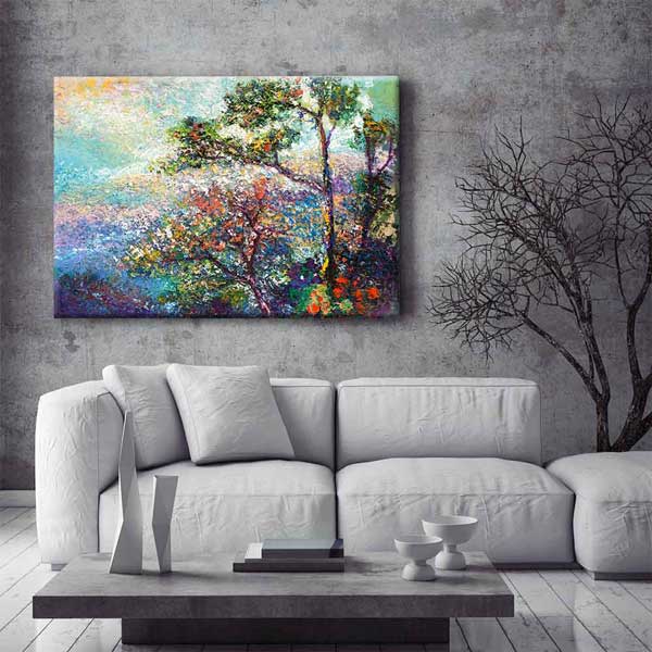 Renkli Ağaçlar ve Doğa Manzarası Empresyonist Kanvas Tablo 4389