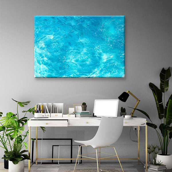 Parlak Turkuaz Su Dokusu Üstten Görünüm Deniz Temalı Duvar Tablosu 4590