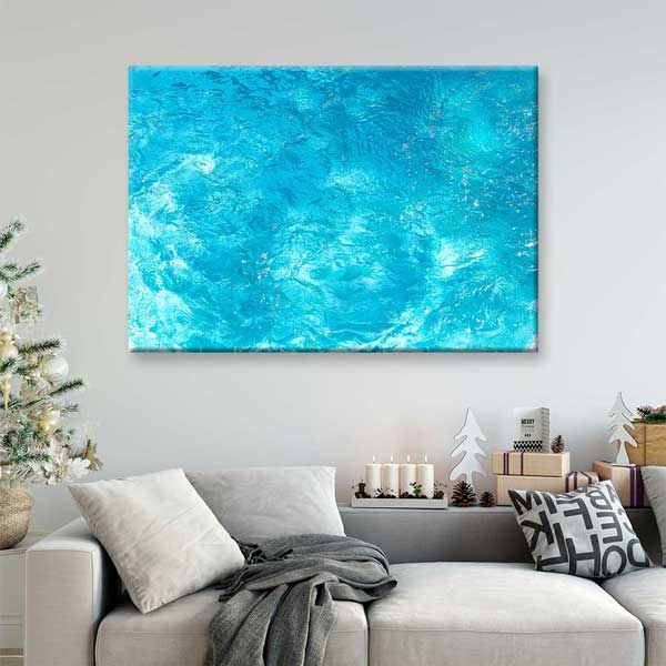 Parlak Turkuaz Su Dokusu Üstten Görünüm Deniz Temalı Duvar Tablosu 4590