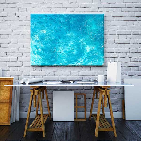 Parlak Turkuaz Su Dokusu Üstten Görünüm Deniz Temalı Duvar Tablosu 4590