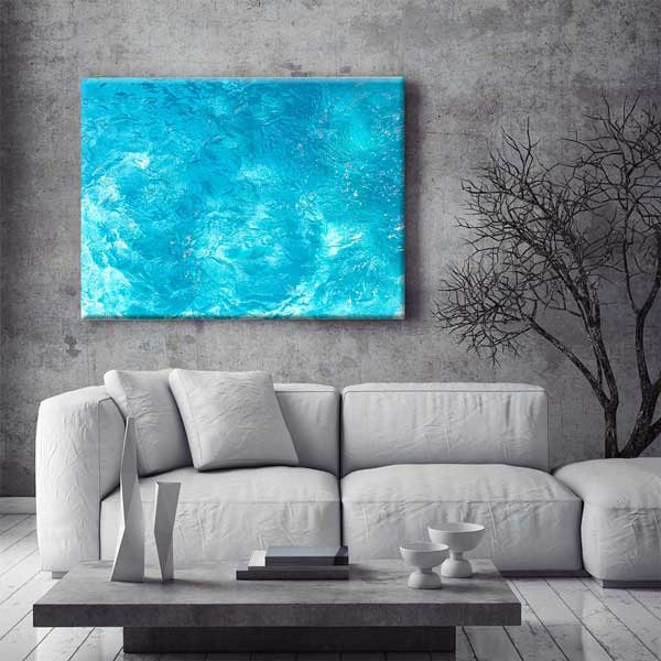 Parlak Turkuaz Su Dokusu Üstten Görünüm Deniz Temalı Duvar Tablosu 4590