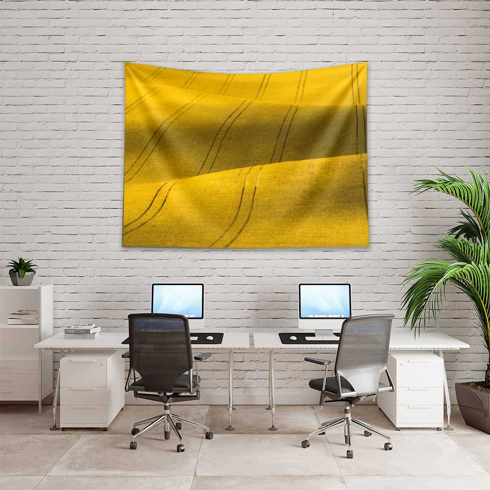 Altın Sarısı Dalgalı Tarlalar Soyut Kır Manzarası Duvar Örtüsü Kumaş Baskı 4737