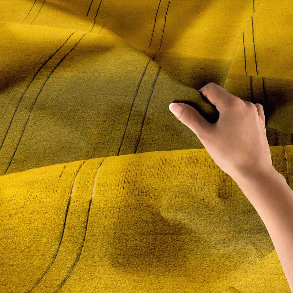 Altın Sarısı Dalgalı Tarlalar Soyut Kır Manzarası Duvar Örtüsü Kumaş Baskı 4737