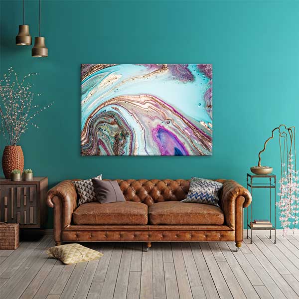 Pastel Tonlu Modern Ebru Desenli Duvar Tablosu Kanvas Tablo 12133