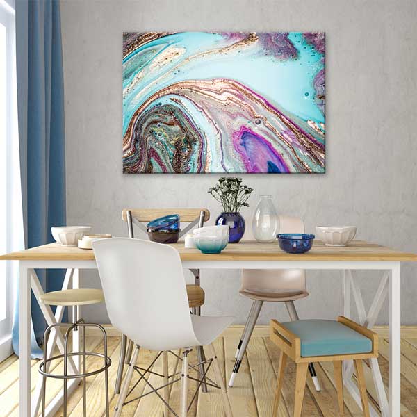 Pastel Tonlu Modern Ebru Desenli Duvar Tablosu Kanvas Tablo 12133