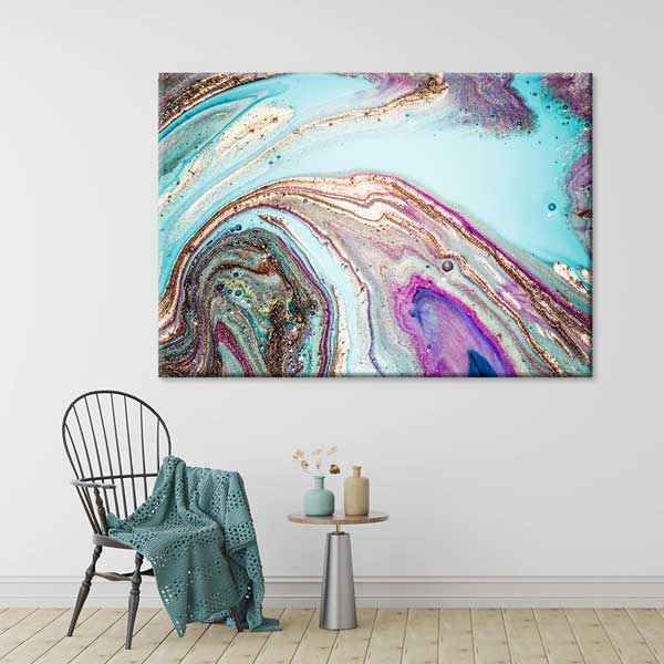 Pastel Tonlu Modern Ebru Desenli Duvar Tablosu Kanvas Tablo 12133