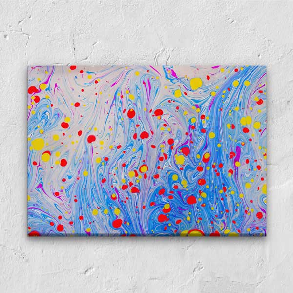 Geleneksel Türk Ebru Sanatı Desenli Renkli Duvar Tablosu Kanvas Tablo 12129