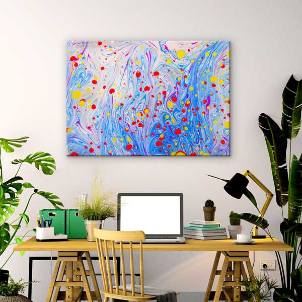 Geleneksel Türk Ebru Sanatı Desenli Renkli Duvar Tablosu Kanvas Tablo 12129