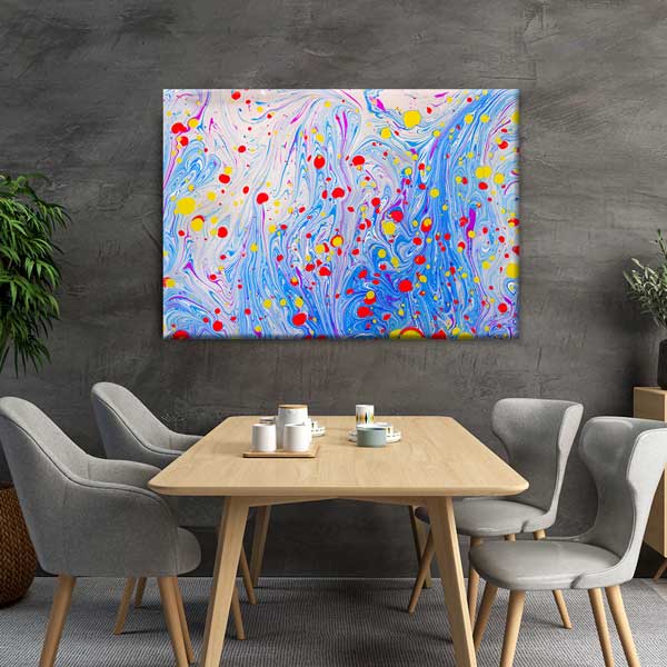 Geleneksel Türk Ebru Sanatı Desenli Renkli Duvar Tablosu Kanvas Tablo 12129