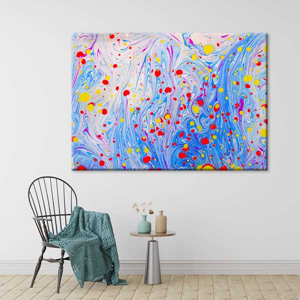 Geleneksel Türk Ebru Sanatı Desenli Renkli Duvar Tablosu Kanvas Tablo 12129