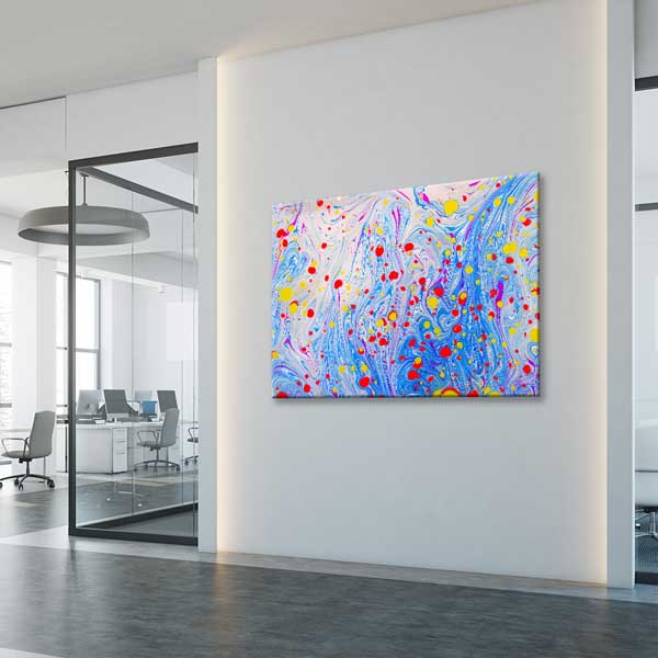 Geleneksel Türk Ebru Sanatı Desenli Renkli Duvar Tablosu Kanvas Tablo 12129