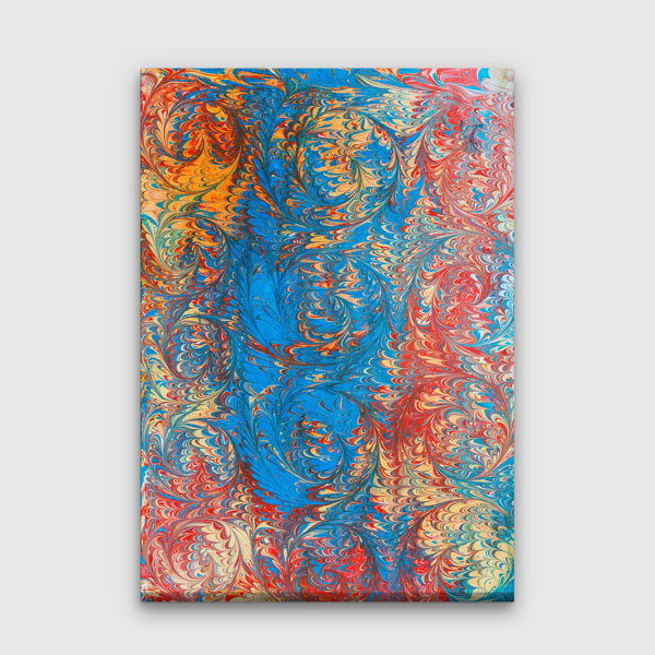 Geleneksel Ebru Sanatı Desenli Dikey Duvar Tablosu Kanvas Tablo 12151