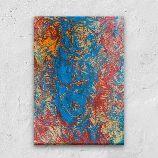 Geleneksel Ebru Sanatı Desenli Dikey Duvar Tablosu Kanvas Tablo 12151