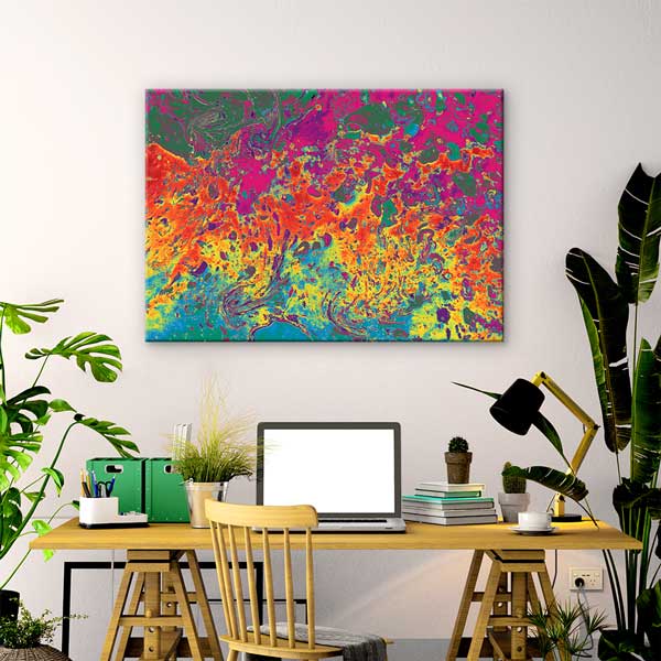 Canlı Renkli Modern Ebru Desenli Duvar Tablosu Kanvas Tablo 12135