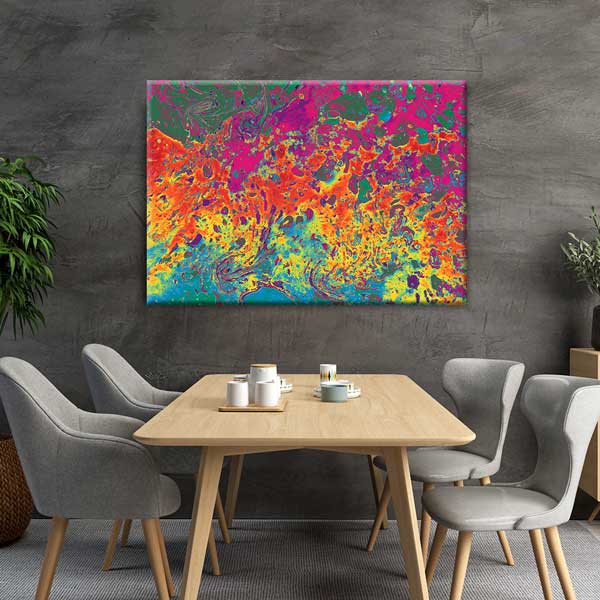 Canlı Renkli Modern Ebru Desenli Duvar Tablosu Kanvas Tablo 12135