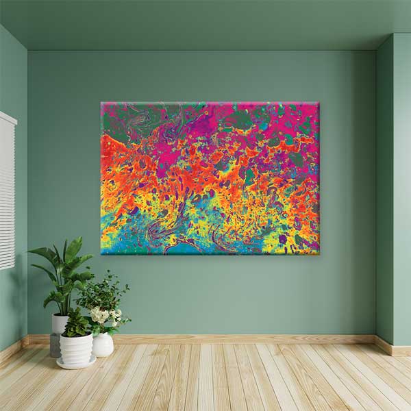 Canlı Renkli Modern Ebru Desenli Duvar Tablosu Kanvas Tablo 12135