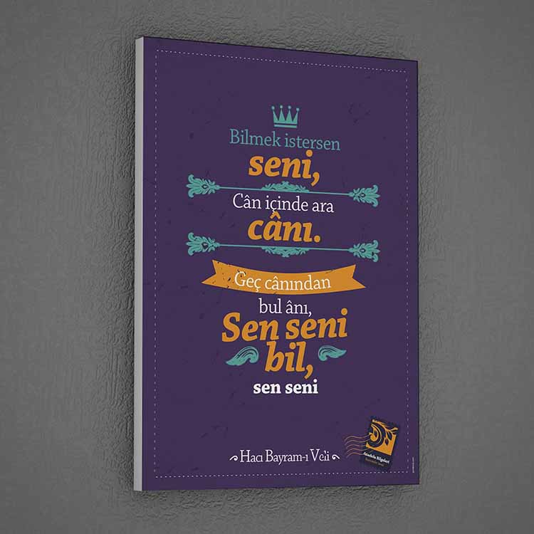 edebiyat-sinif-dekoru-g-226-02 Hacı Bayram-ı Veli "Sen Seni Bil" Şiiri Tablosu - Tasavvuf Edebiyatı Duvar Dekoru – G-226