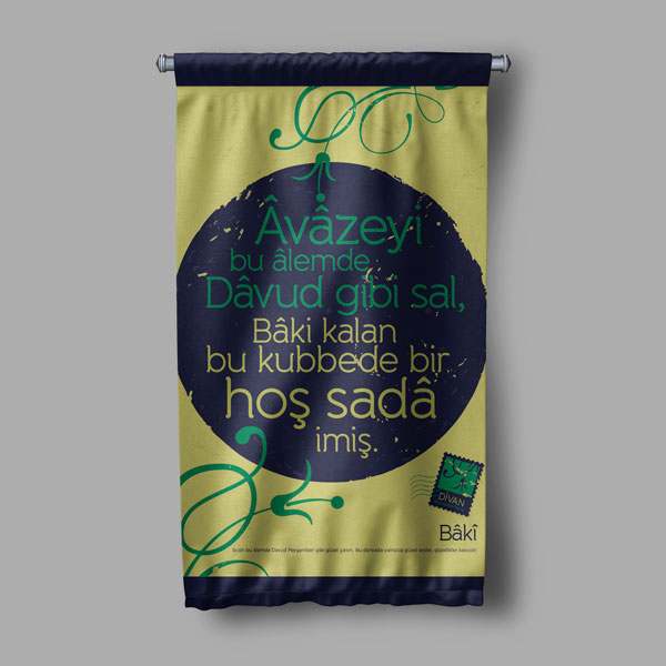 Bakî Şiirli Duvar Flaması - "Hoş Sadâ" Temalı Edebi Baskı 8023