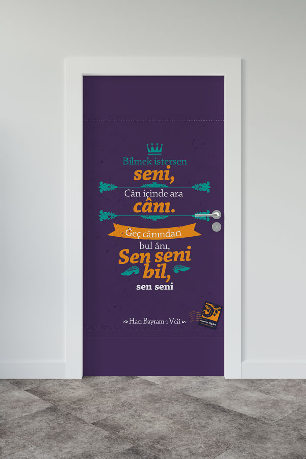 Hacı Bayram-ı Veli Şiirli Kapı Giydirme - "Sen Seni Bil" Edebi Tasarım 8657
