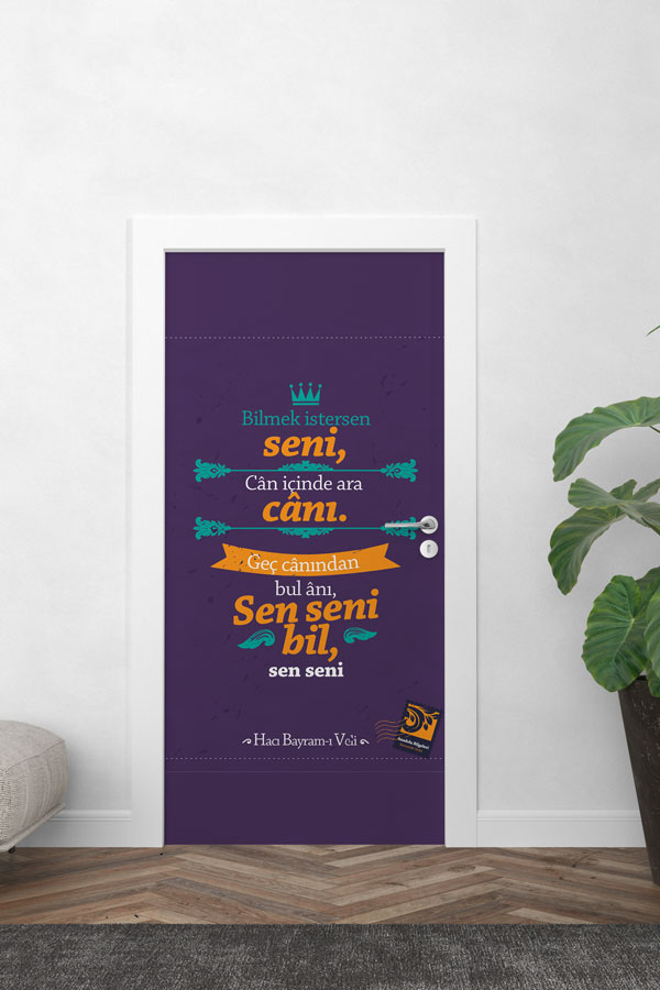Hacı Bayram-ı Veli Şiirli Kapı Giydirme - "Sen Seni Bil" Edebi Tasarım 8657