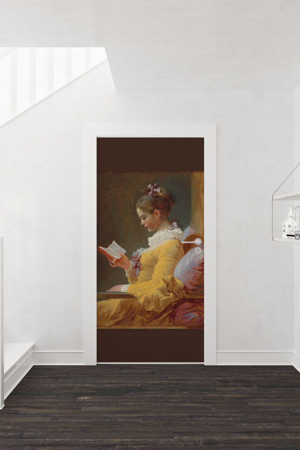 edebiyat-sinifi-kapi-giydirme-8666-01 Fragonard "Okuyan Kız" Tablosu Kapı Giydirme - Klasik Sanat Dekoru 8666