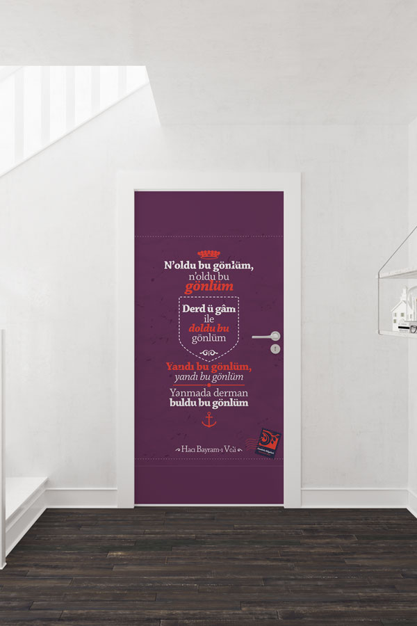 Hacı Bayram-ı Veli Şiirli Kapı Giydirme - "N'oldu Bu Gönlüm" Edebi Tasarım 8656