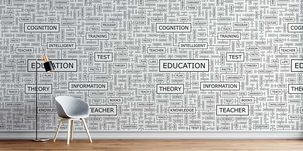 Eğitim Odası İlham Veren Kelime Desenli Duvar Kağıdı 1030